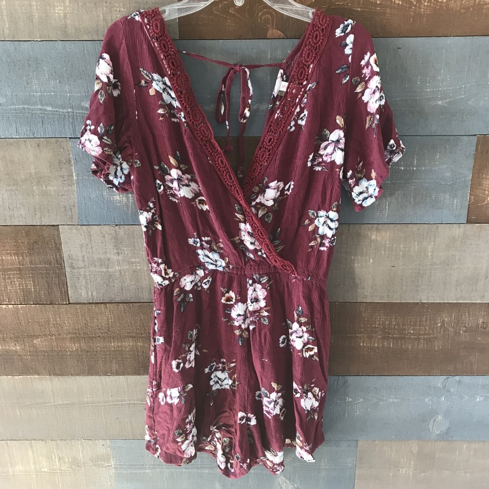 Floral Burgundy Romper